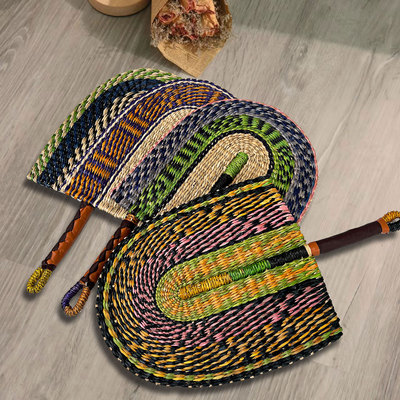 越南海草编织草编扇子挂墙非洲元素ins风墙面装饰日用夏天手摇蒲