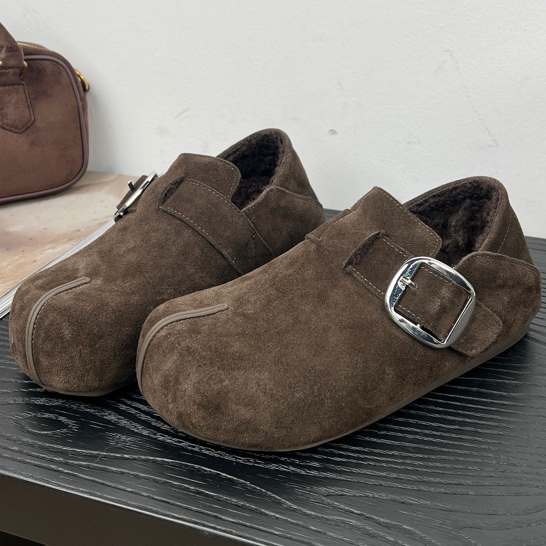 秋冬新款保暖两穿皮带扣百搭棉鞋