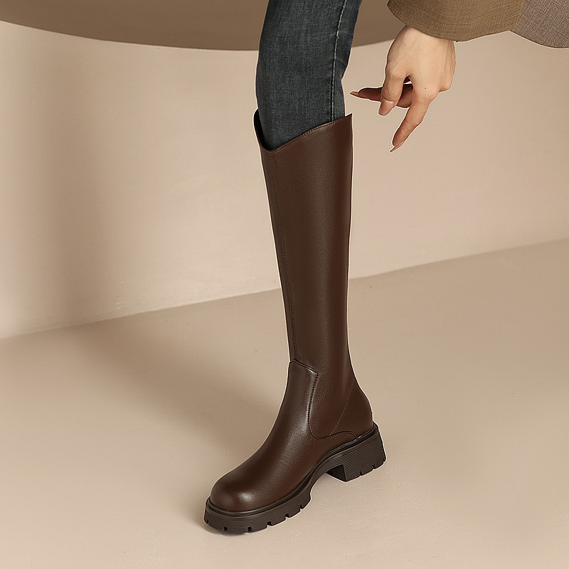 长靴女冬中跟骑士靴大码414243