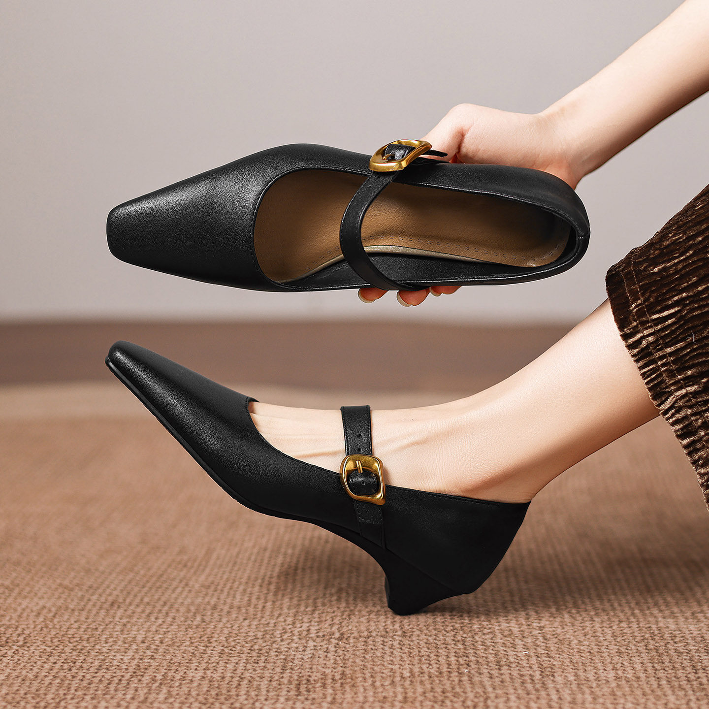 ladyblack轻熟风方头玛丽珍鞋女一字扣粗中跟33大码浅口单鞋41-43,女鞋,玛丽珍鞋,淘宝优惠券,粉丝福利购,淘宝优惠卷