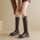 ladyblack3340大码 43加宽直筒长靴女冬斜口厚底中跟高筒骑士靴
