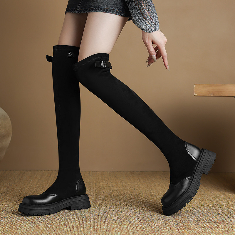 显瘦过膝弹力靴女秋冬40骑士靴子