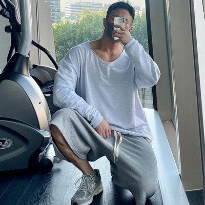 长袖健身服肌肉美式宽松