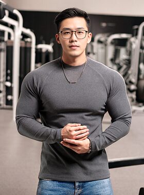 长袖保暖男修身德绒健身衣