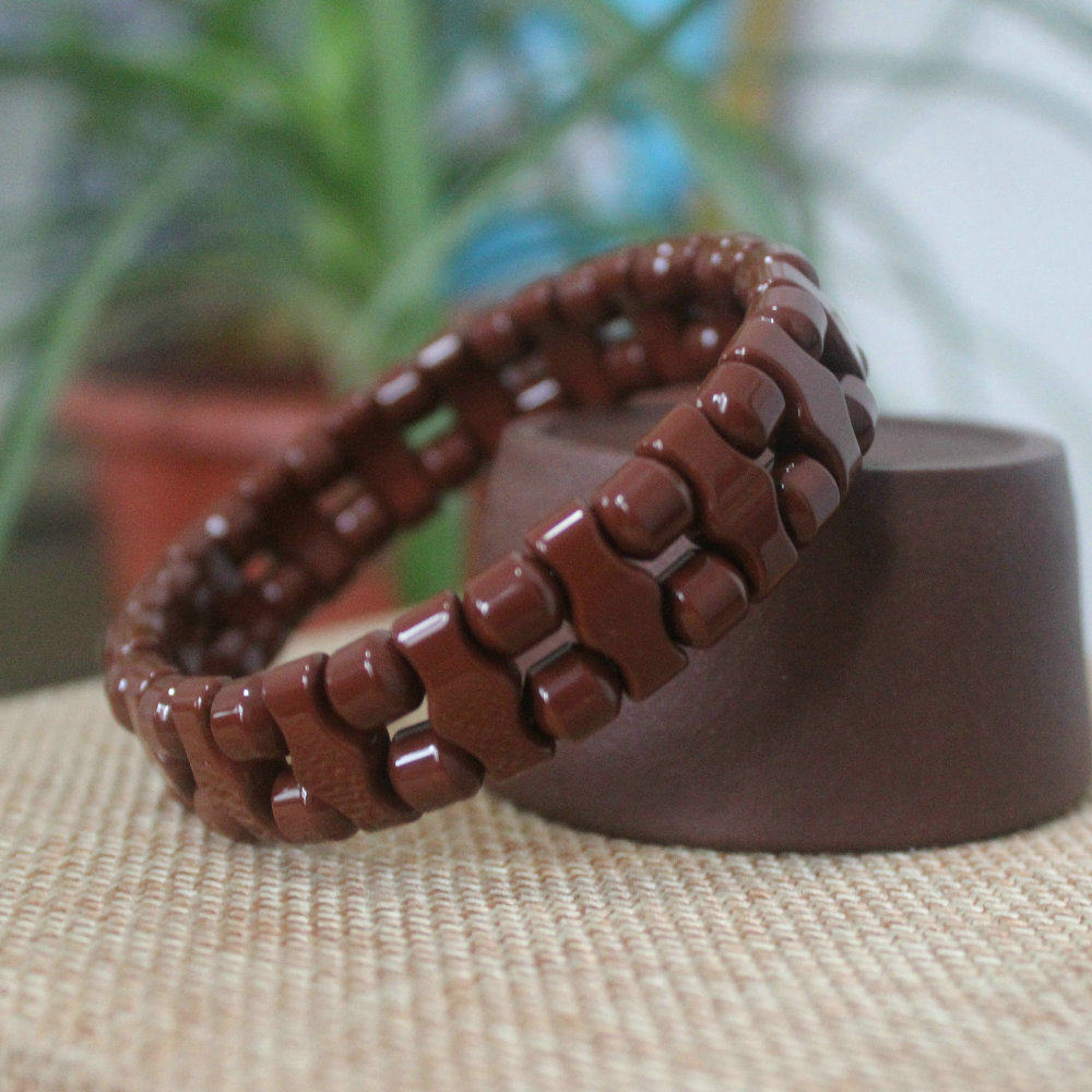 韩国托玛琳链锗石双排手链麦饭石手链保健抗辐射调节身体负离子