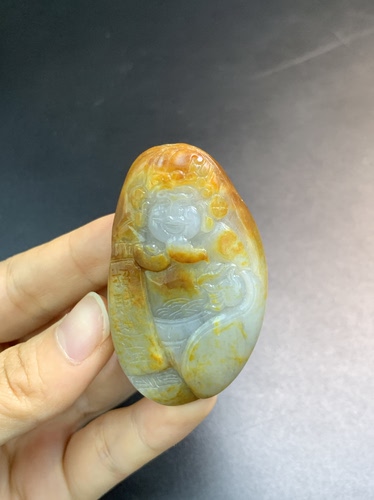 和田玉籽料财神爷挂件