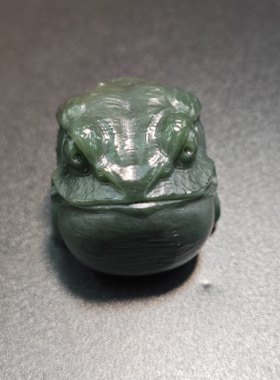 和田玉青玉金蟾摆件