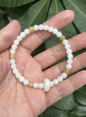 和田玉新疆且末料糯米珠手链