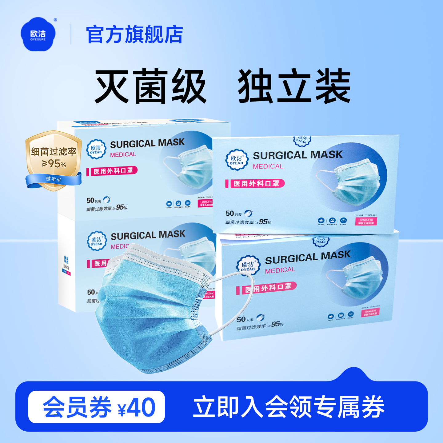 欧洁医用外科口罩灭菌级