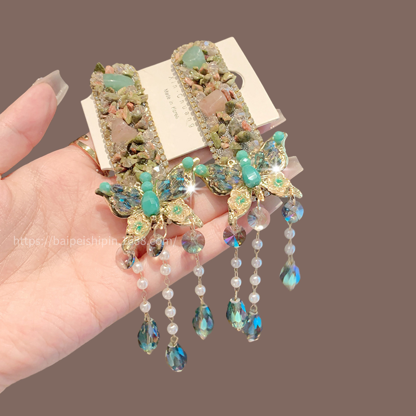 新中式超仙银色流苏水钻发夹女2025新款侧边刘海夹民族风新娘头饰