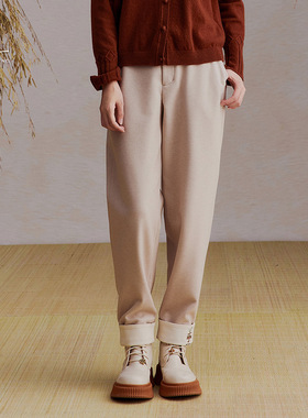 一城画一冬季显瘦文艺气质百搭垂感拼接设计长裤休闲裤14422A263