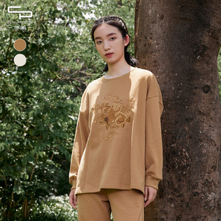 一城画一冬季新款百搭通勤时尚圆领中款卫衣薄绒卫衣女宽松慵懒风