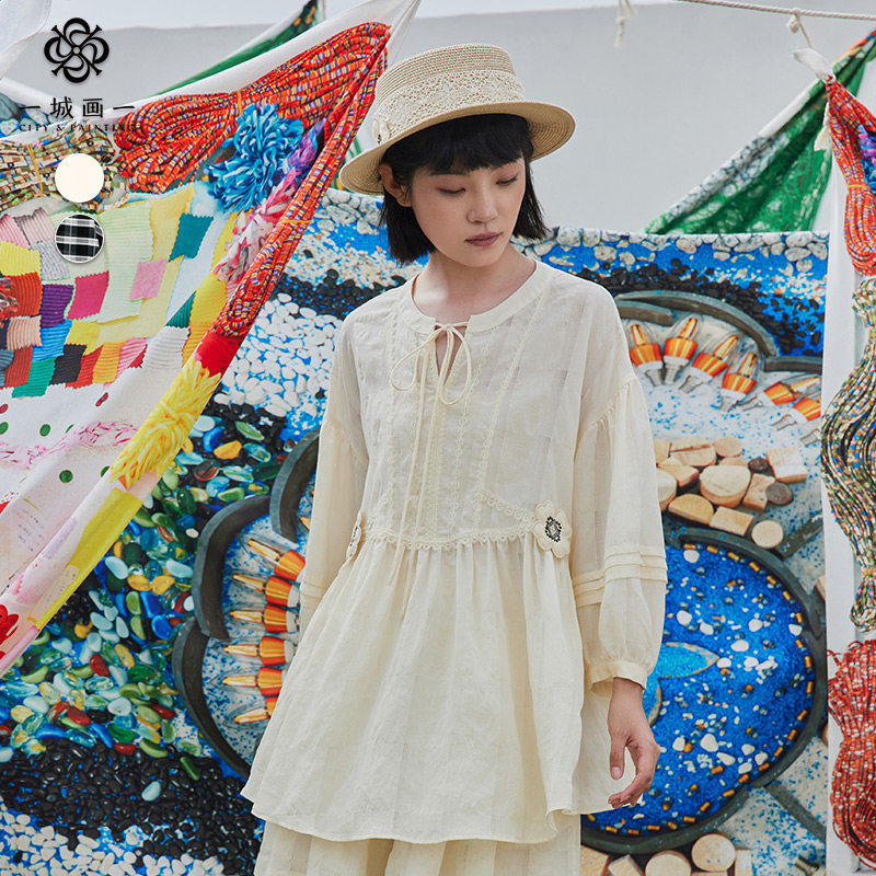 【酷飒美腿套装上衣】夏季宽松蕾丝花边娃娃衫中款时尚衫上衣