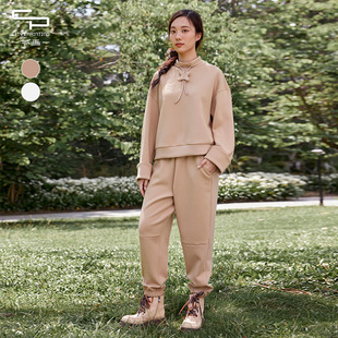 文艺简约休闲百搭风抽绳设计卫衣套装 时尚 女 新款 一城画一冬季