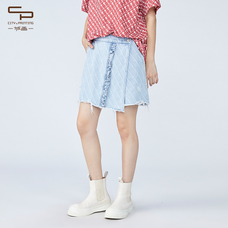 高腰阔腿显瘦直筒牛仔短裤