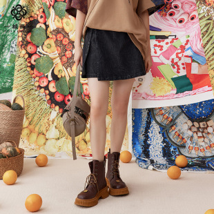 牛仔裙裤 百搭短款 女 国潮复古盘扣腰设计时尚 一城画一夏季