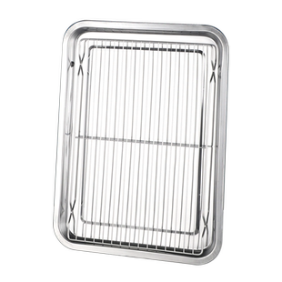 不锈钢网架沥油盘方盘带网控油架 商用托盘熟食烧烤滤油沥水盘