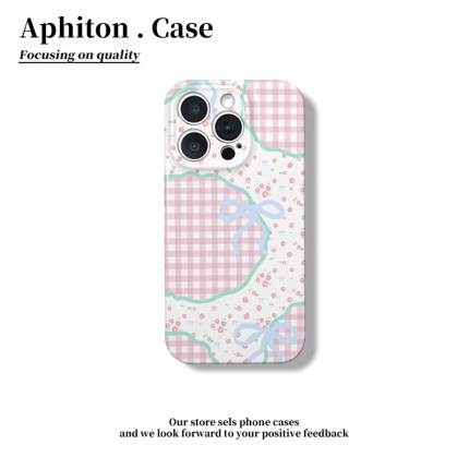 碎花格纹蝴蝶结适用iPhone16pro苹果17promax菲林手机壳16/15/14plus女款13pro华为P70vivo小米15oppo保护套