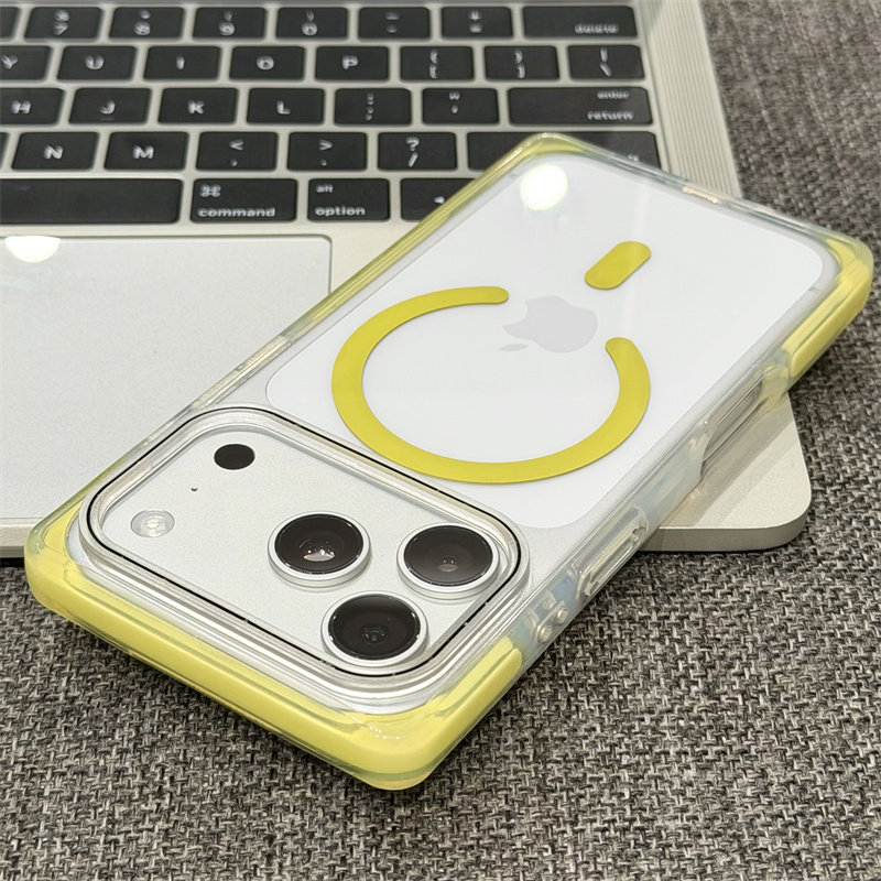 柠檬黄色适用苹果17promax磁吸方形壳手机壳iPhone17pro简约个性iPhone18Promax全包防摔壳16pro卡通新款15套