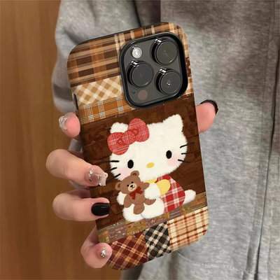 咖棕小熊凯蒂适用苹果17/16promax菲林二合一手机壳iPhoneAIR可爱15/14/13pro卡通vivo华为P70小米15oppo女款