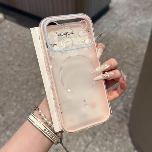 粉色秒变17透明壳适用苹果17/16promax撞色二合一TPU手机壳iPhone15pro简约高级感14/13pro全包防摔12男女11