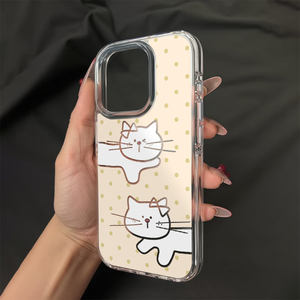 波点两只小猫适用苹果17/16promax高透透明手机壳iPhone15/14/13pro小众创意vivo华为P70小米17oppo女款软套