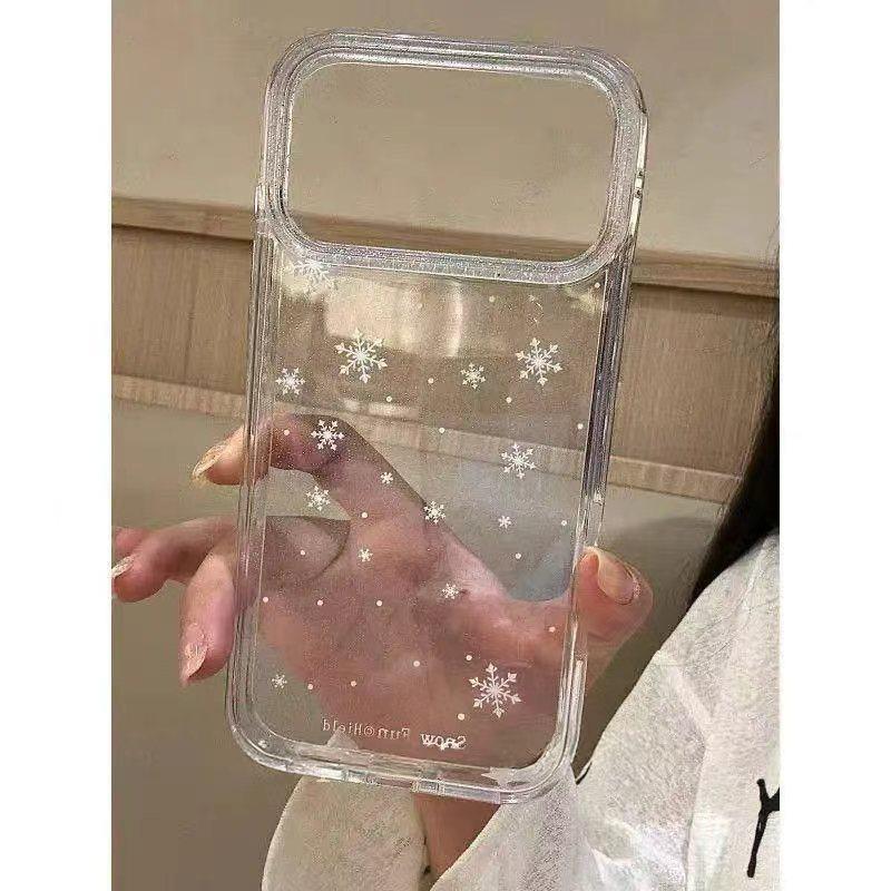 简约闪粉雪花适用苹果17promax透明手机壳iPhone17/16/15/14/13pro小众创意vivo华为p70小米17oppo防摔软壳潮