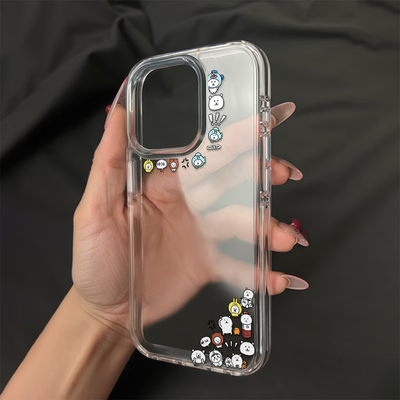 可爱自嘲熊适用于苹果17promax高透透明手机壳iPhone17/16/15/14pro简约个性14/13/12/11全包防摔13pro保护套