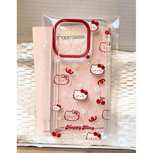 13pro全包防摔vivo华为P70小米17oppo韩风女款 套 16promax太空手机壳透明iPhone15 樱桃凯蒂猫适用苹果17