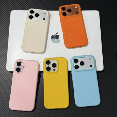 简约纯色皮革纹适用苹果17/16promax手机壳iPhone15pro全包防摔14pro小清新13pro多巴胺12磨砂男女11保护软套