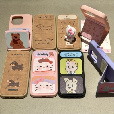 可爱卡通磁吸翻盖折叠支架适用苹果17promax手机壳iPhone17/16/15/14/13pro情侣款vivo华为P70小米17oppo新款