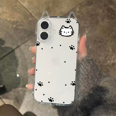 卡通像素猫咪适用苹果17promax猫耳朵手机壳iPhone16pro新款16/15/14pro全包透明13pro女款12pro防摔11保护套