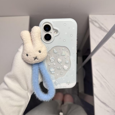 冬日雪花kitty米菲兔挂绳适用苹果17promax透明手机壳iPhone16/15/14/13pro小众创意vivo华为p70小米17oppo女