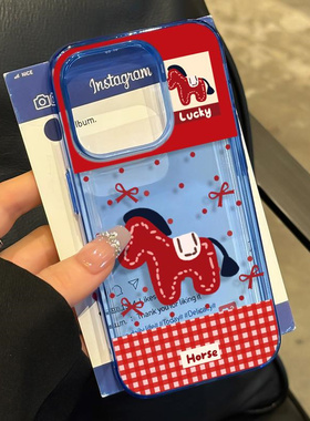 波点红色小马适用苹果17promax透蓝手机壳iPhone17/16/15/14pro简约个性14/13/12/11全包防摔13pro男女保护套