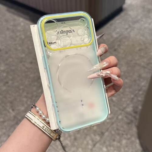 淡青秒变17透明壳适用苹果17/16promax撞色二合一TPU手机壳iPhone15pro简约高级感14/13pro全包防摔12男女11