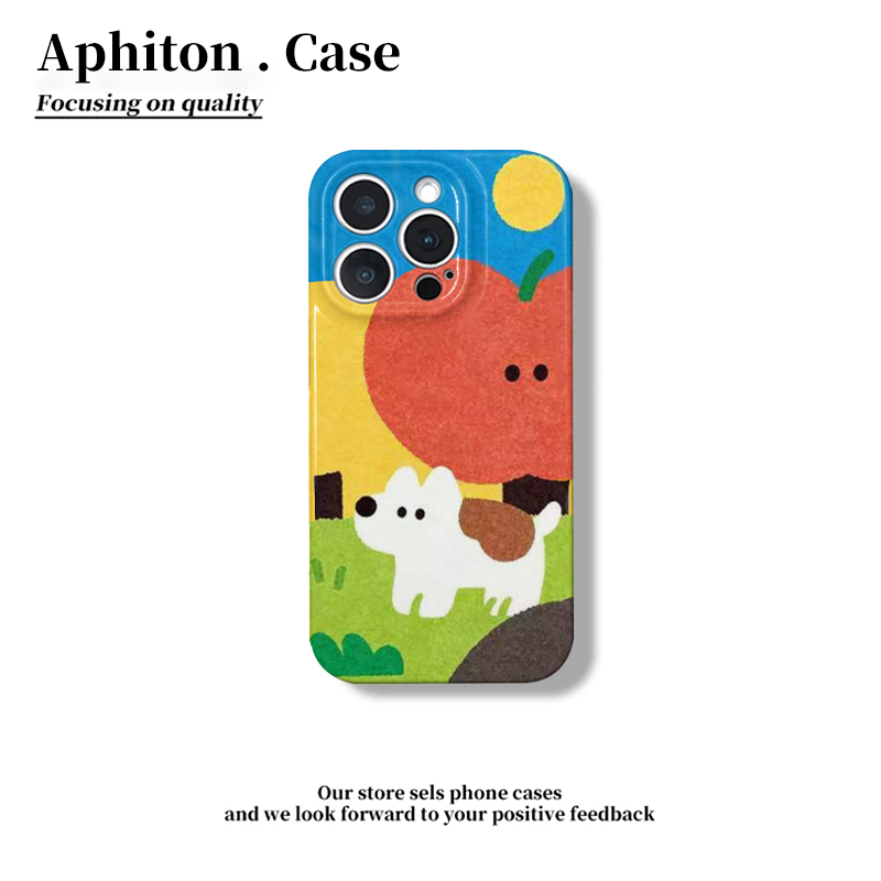 涂画苹果小狗适用iPhone16pro苹果17promax菲林手机壳16plus个性创意AIR新款13pro华为P70vivo小米15oppo女款