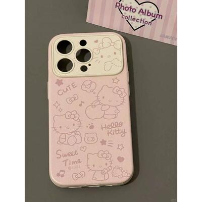 粉底线条kt酱适用苹果17promax视窗手机壳iPhone16pro新款15/14plus全包13vivo华为P70小米15oppo防摔软壳潮