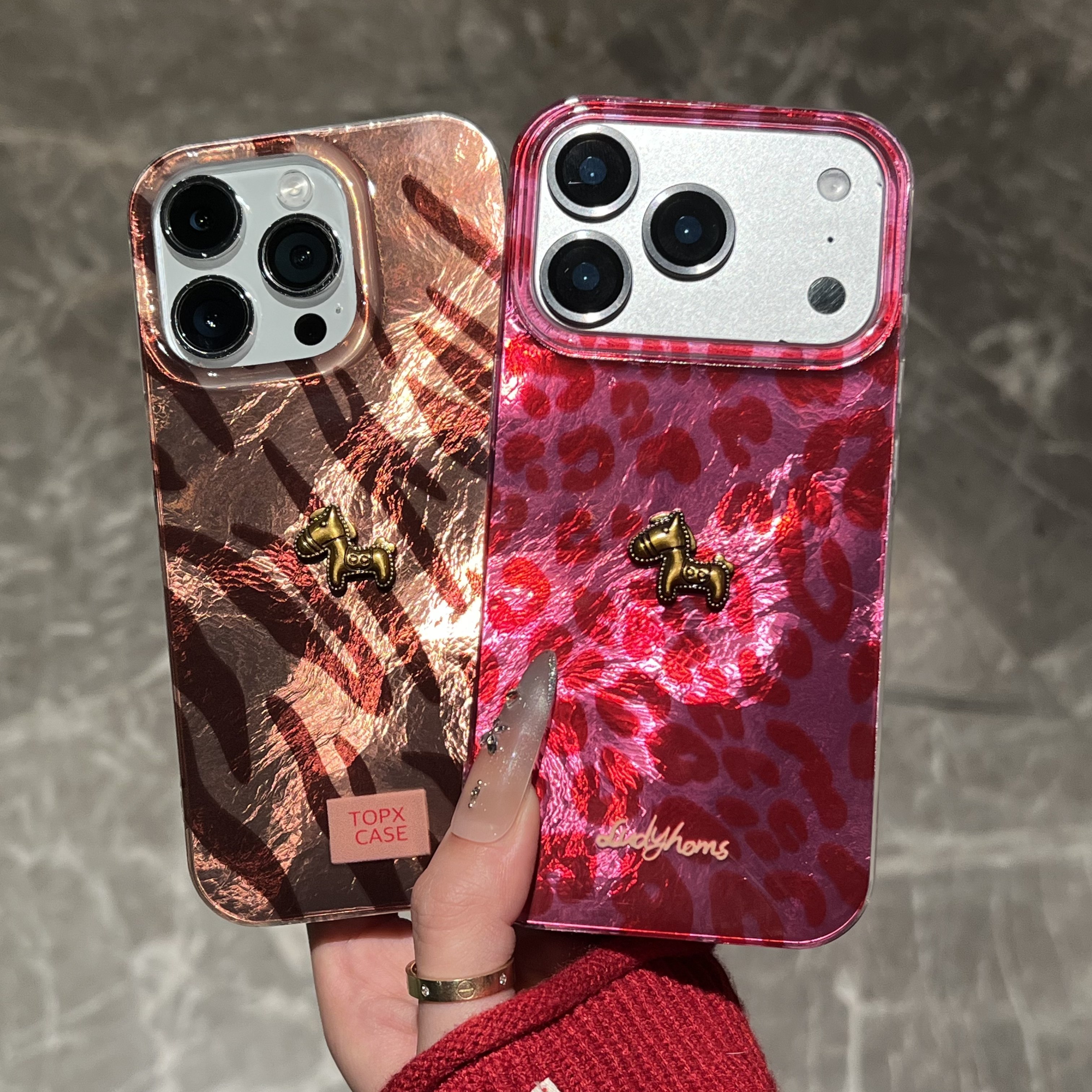 金箔小马公仔冰川纹适用苹果17promax手机壳iPhone16/15/14/13pro全包防摔vivo华为P70小米17oppo新年新款AIR