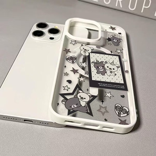 暗黑风轻松熊适用苹果17promax磁吸手机壳iPhone16亚克力15/14/13/12/11全包防摔16/15/14plus个性透明保护套