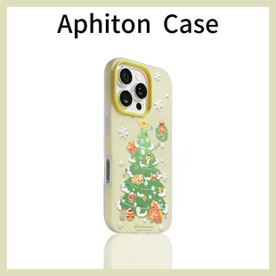 11新款 雪花圣诞树小熊适用苹果17promax果冻二合一手机壳16plus磨砂肤感iPhone17pro小众创意16