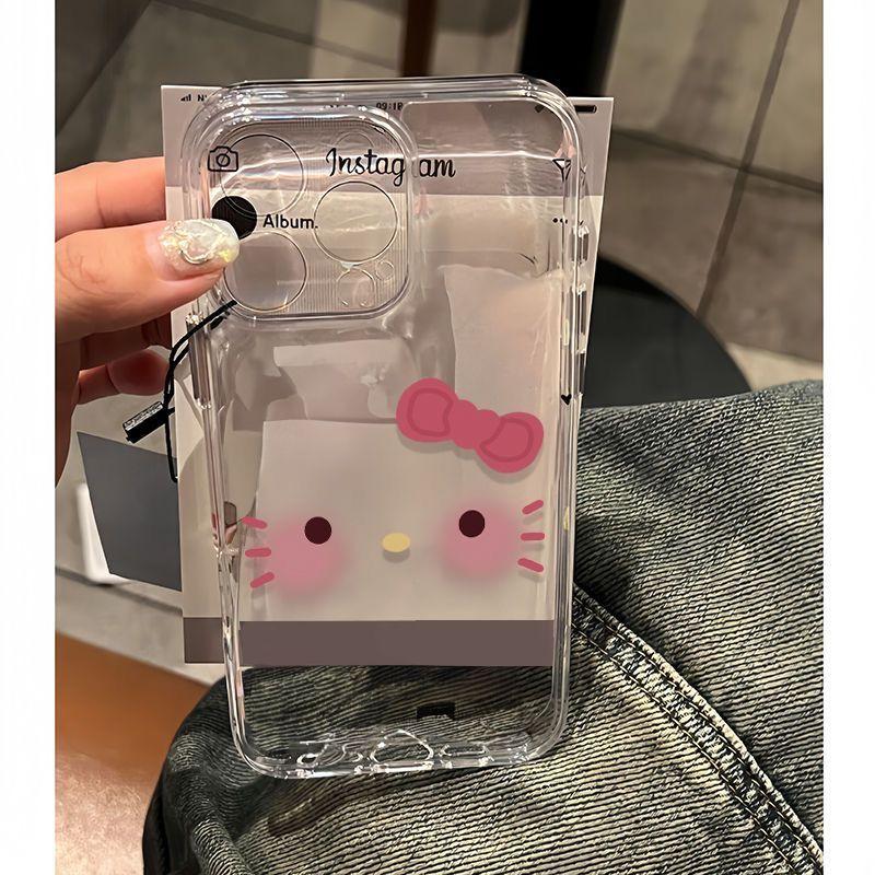 桃心蝴蝶结kitty适用苹果16promax太空手机壳透明iPhone15/14/13/12/11个性xs/xr华为P70vivo小米15PROoppo套