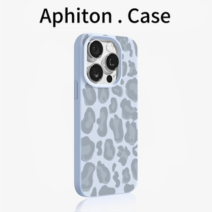 蓝灰豹纹适用苹果17promax糯米手机壳iPhone17/16/15/14pro肤感磨砂16plus硅胶软壳13高级12/11防摔套AIR新款
