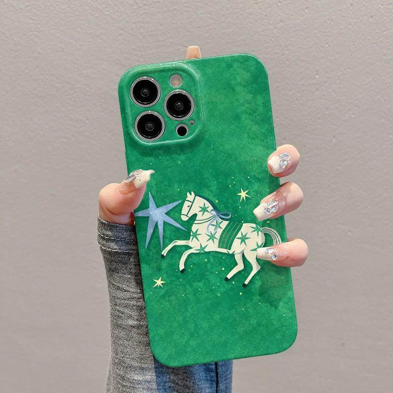 绿色白马星河适用苹果17promax菲林手机壳iPhone16pro小众创意15/14/13pro新年新款vivo华为P70小米17oppo潮,3C数码配件,手机保护套/壳,淘宝优惠券,粉丝福利购,淘宝优惠卷