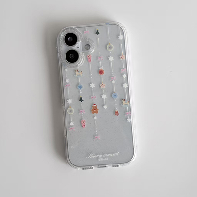 串链木马小熊适用苹果17promax闪粉手机壳iPhone16pro新款15/14/13/12/11全包透明vivo华为p70小米17oppo女款