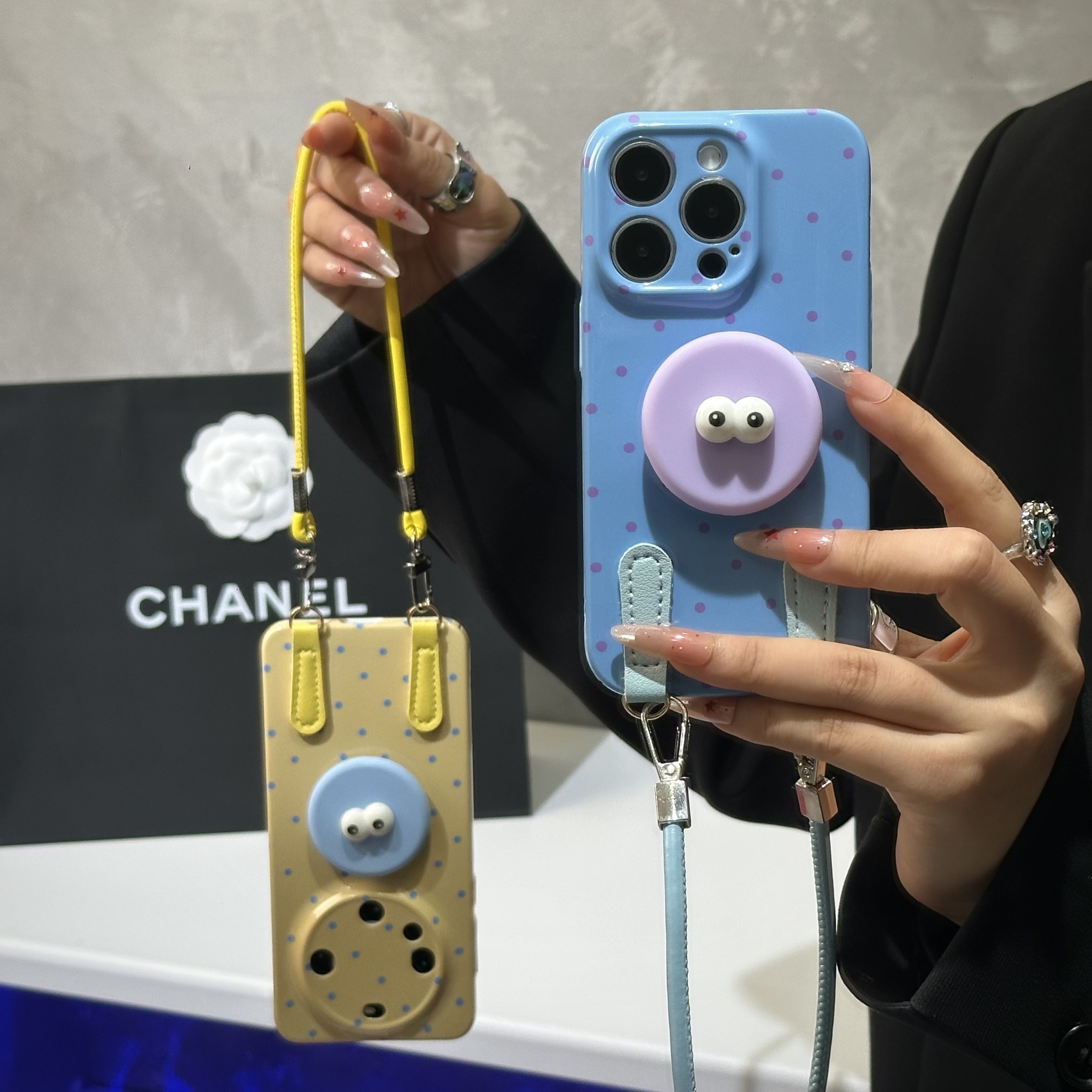 波点趣味大眼支架挂绳适用iPhone16pro苹果17promax菲林手机壳16/15/14全包防摔13pro华为P70vivo小米oppo套,3C数码配件,手机保护套/壳,淘宝优惠券,粉丝福利购,淘宝优惠卷