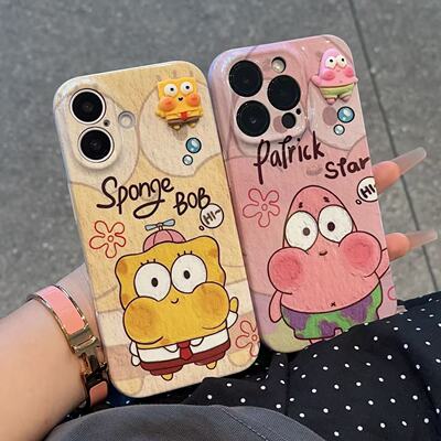 海绵宝宝派大星公仔适用iPhone16pro苹果17promax菲林手机壳16plus小众AIR情侣款13pro华为P70vivo小米15oppo