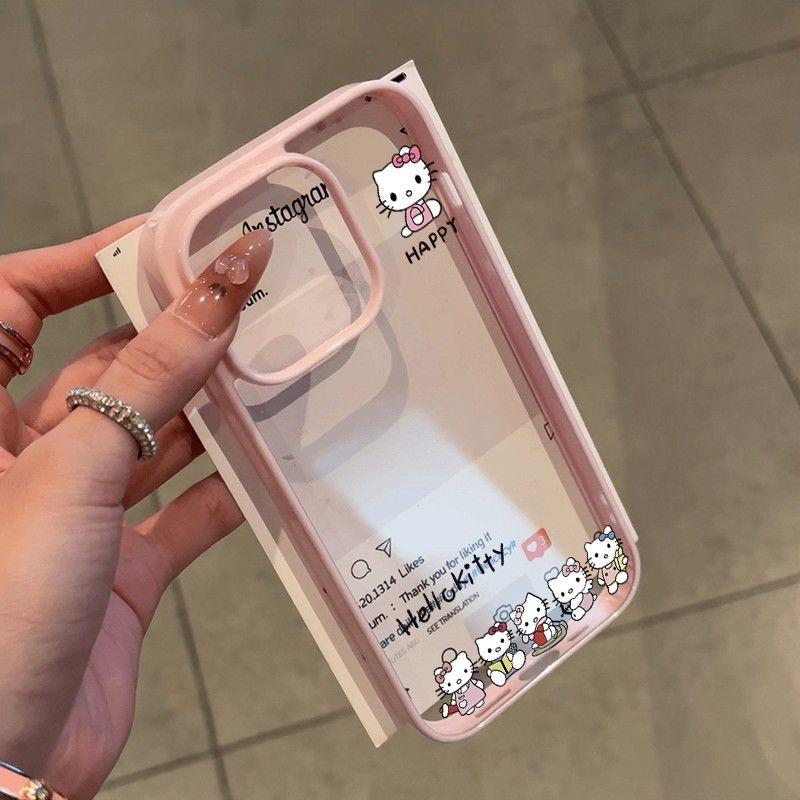 可爱五只小KT适用苹果17promax亚克力手机壳iPhone16/15/14plus全包防摔16/15/14/13pro小众创意12/11女款套