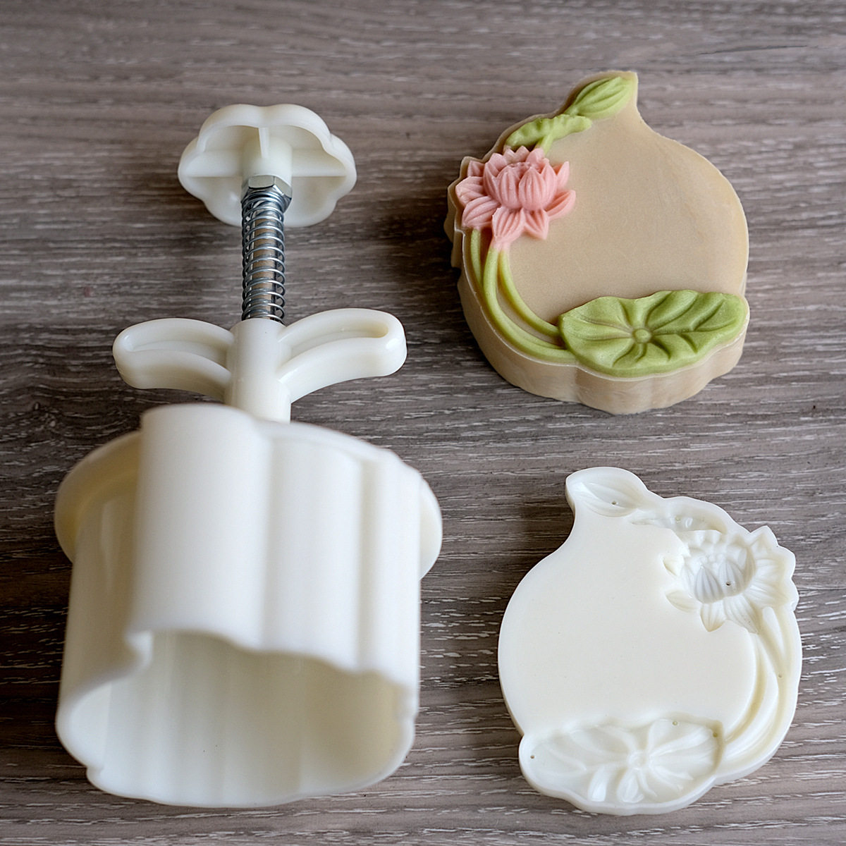 150g碧叶荷花大月饼模具福字莲花中式糕点茶果山药糕模馒头模