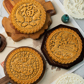 三木原创 国潮玉兔龙腾柿花生 300克500克大月饼模具半斤1斤广式