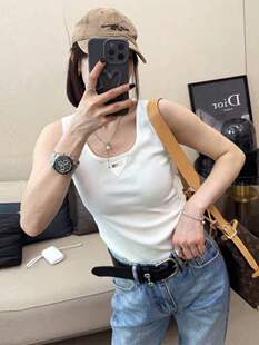 百搭显瘦吊带外穿大码 欧货新款 时尚 背心内搭打底衫 潮 黑白弹力修身